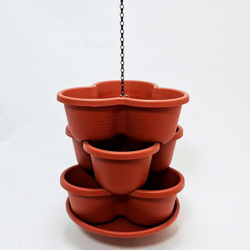 Подвесной каскад 3 яруса SB9258 коричневый 31,5*13,5см на цепях (Сиб Сад)