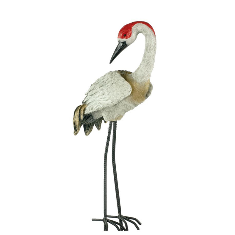 Садовая фигура Журавль с повернутой шеей на железных ногах 16756 (75*30см) (М)