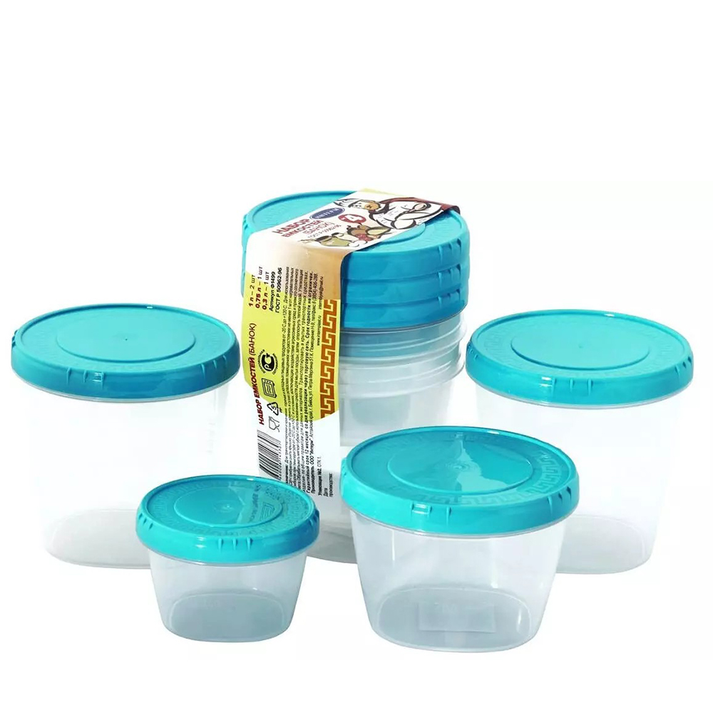 Набор Емкостей 4шт с голубой крышкой Ф1423 (Интерм)