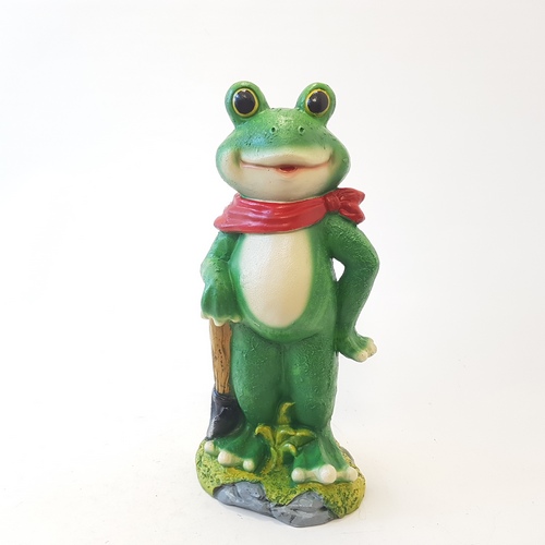 Садовая фигура Лягушка в платке и с лопатой 12821 (М)