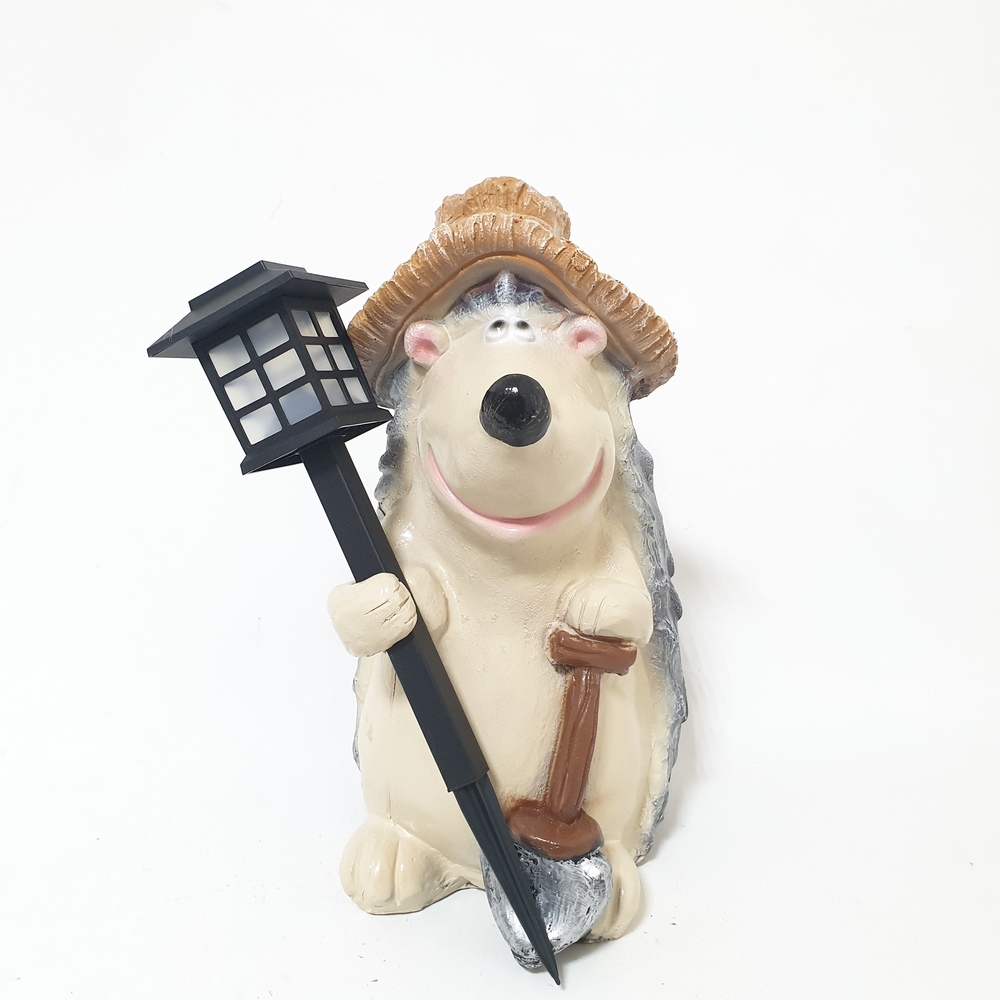 Садовая фигура Ежик с фонарем 10461 (43см) садовое освещение (ВПС)