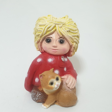 Садовая фигура Домовой с котом 10227 (39см) (ВПС)